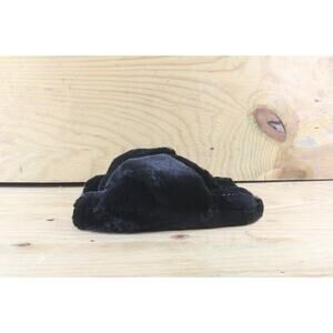 New Steve Madden Slide Faux Fur Womens Black Sz Medium Criss Cross